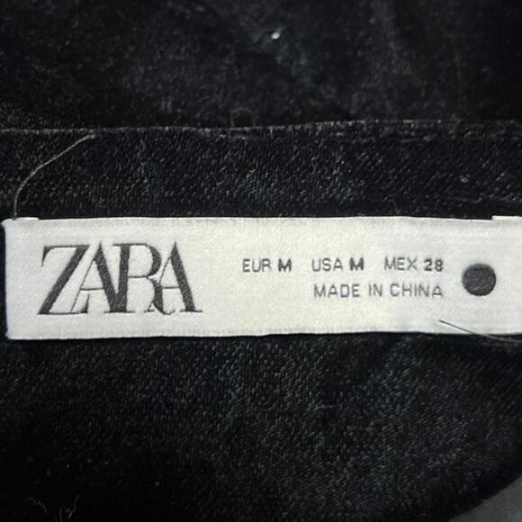 Zara Black Velvet Velour Fringe High Wasited Straight Pencil Wrap Mini Skirt M - Picture 5 of 6